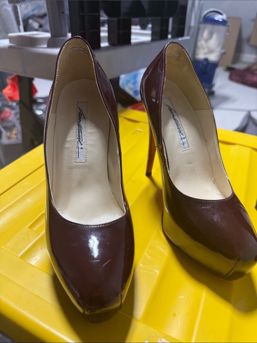 Brian Atwood Women's Burgundy Patent High Heel Pumps
